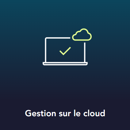 Icône d'un ordinateur portable avec une coche et un nuage, représentant la gestion cloud.