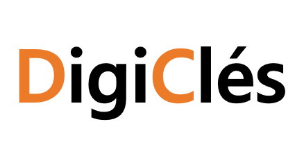 Logo de DigiClés, avec le mot "Digi" en noir et "Clés" en orange.