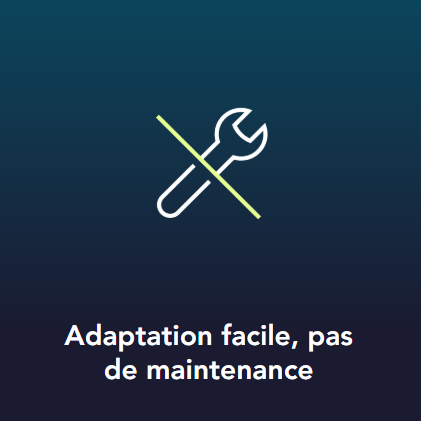 Icône d'outil barré, symbolisant l'absence de maintenance requise. Adaptation facile.