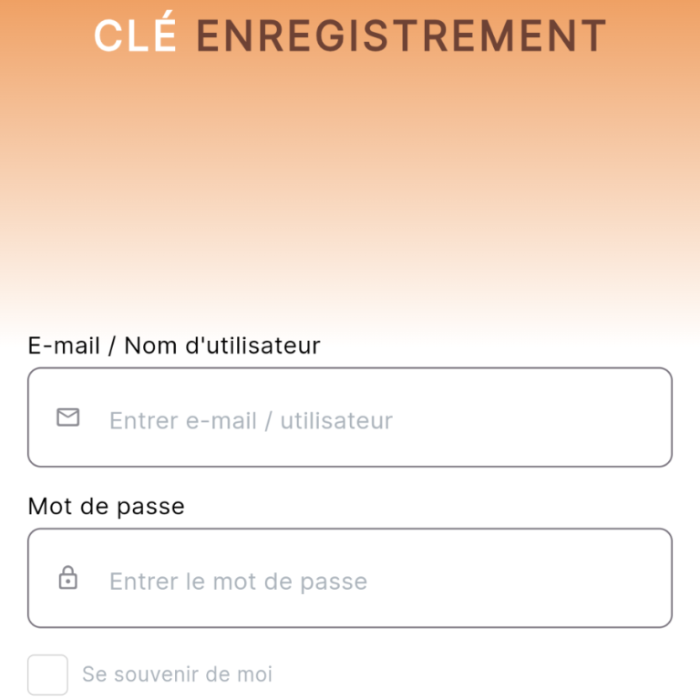 Formulaire d'inscription avec champs pour e-mail et mot de passe.