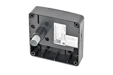 Serrure pour casiers noir avec un bouton tournant, utilisé pour un appareil électronique.